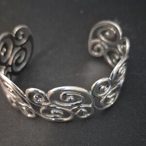 Sterling Silver Swirl Open Cuff Bracelet - Silver